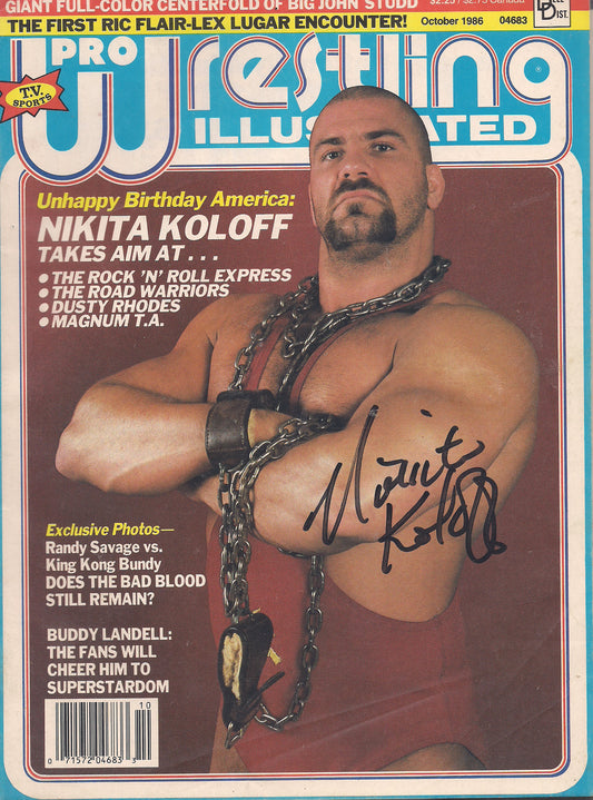 AM400 The Russian Nightmare Nikita Koloff Autographed vintage Wrestling Magazine w/COA