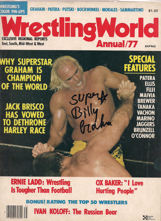 AM408 Superstar Billy Graham Autographed vintage Wrestling Magazine w/COA
