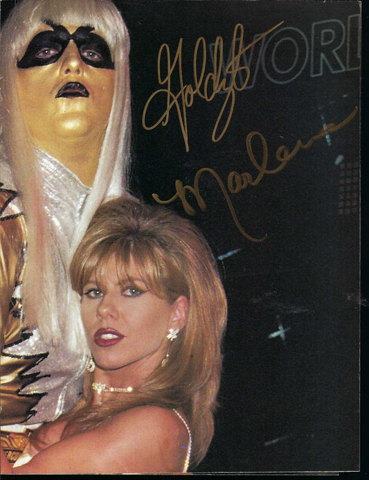 AM411 GOLDUST MARLENA SID Autographed Wrestling Magazine Two sided Poster w/COA