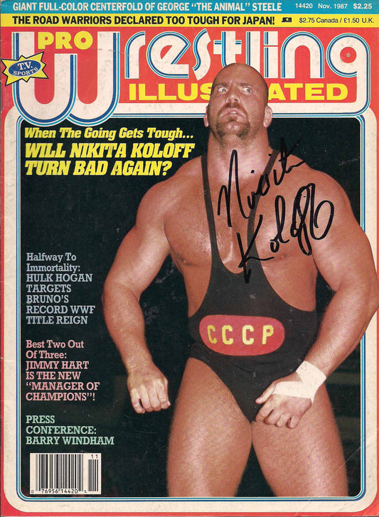 AM420 Nikita koloff Autographed Wrestling Magazine w/COA