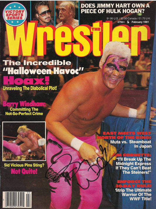 AM423 Barry Windham Autographed Vintage Wrestling Magazine w/COA