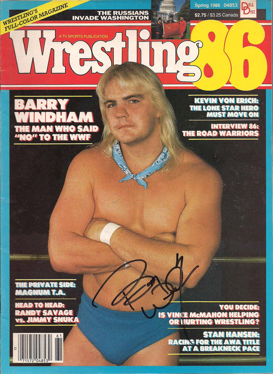 AM424 Barry Windham Autographed Vintage Wrestling Magazine w/COA