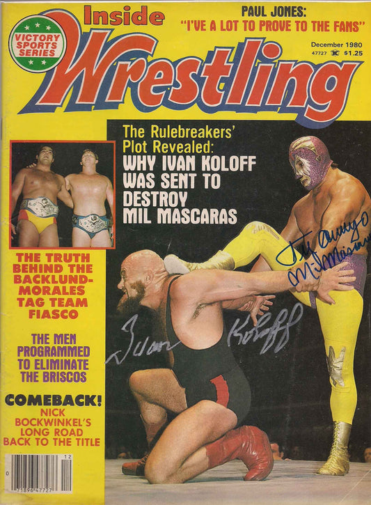 AM435 Mil Mascaras Ivan Koloff ( Deceased ) Autographed Vintage Wrestling Magazine w/COA