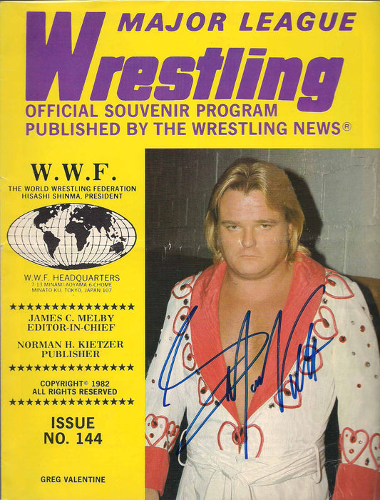 AM438 Greg The Hammer Valentine Autographed Vintage Wrestling Magazine w/COA