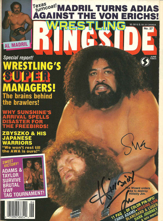 AM465 Hillbilly Jim Sika the Wild Samoan Autographed Vintage Wrestling Magazine w/COA