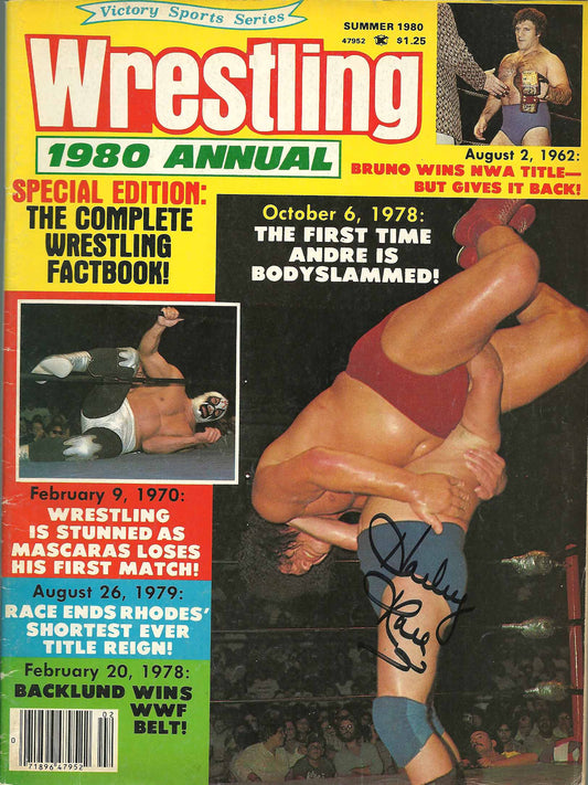 AM473 Harley Race ( Deceased ) Autographed Vintage Wrestling Magazine w/COA