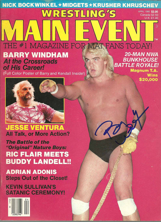 AM476 Barry Windham Autographed Vintage Wrestling Magazine w/COA