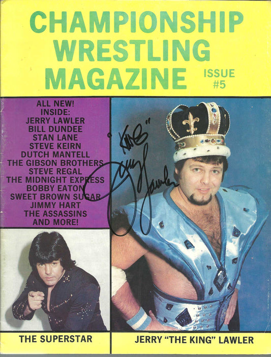 AM479 Jerry the King Lawler Autographed Vintage Wrestling Magazine w/COA