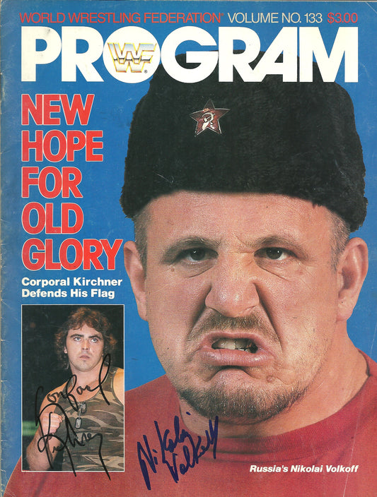 AM484 Nikolai Volkoff Corporal Kirshner ( Both Deceased ) Autographed Vintage Wrestling Magazine w/COA