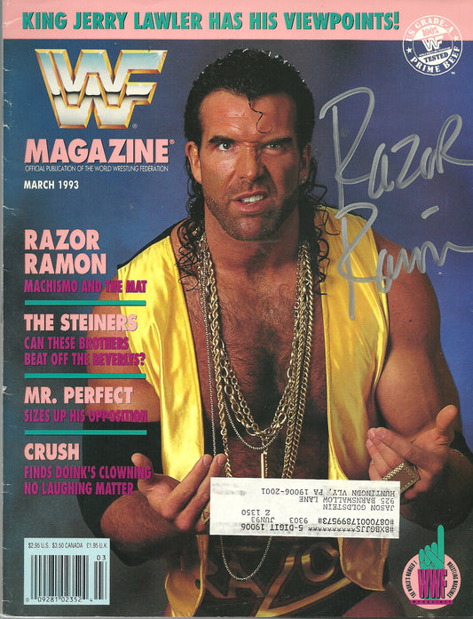 AM488 Razor Ramon( Deceased ) Autographed Vintage Wrestling Magazine w/COA