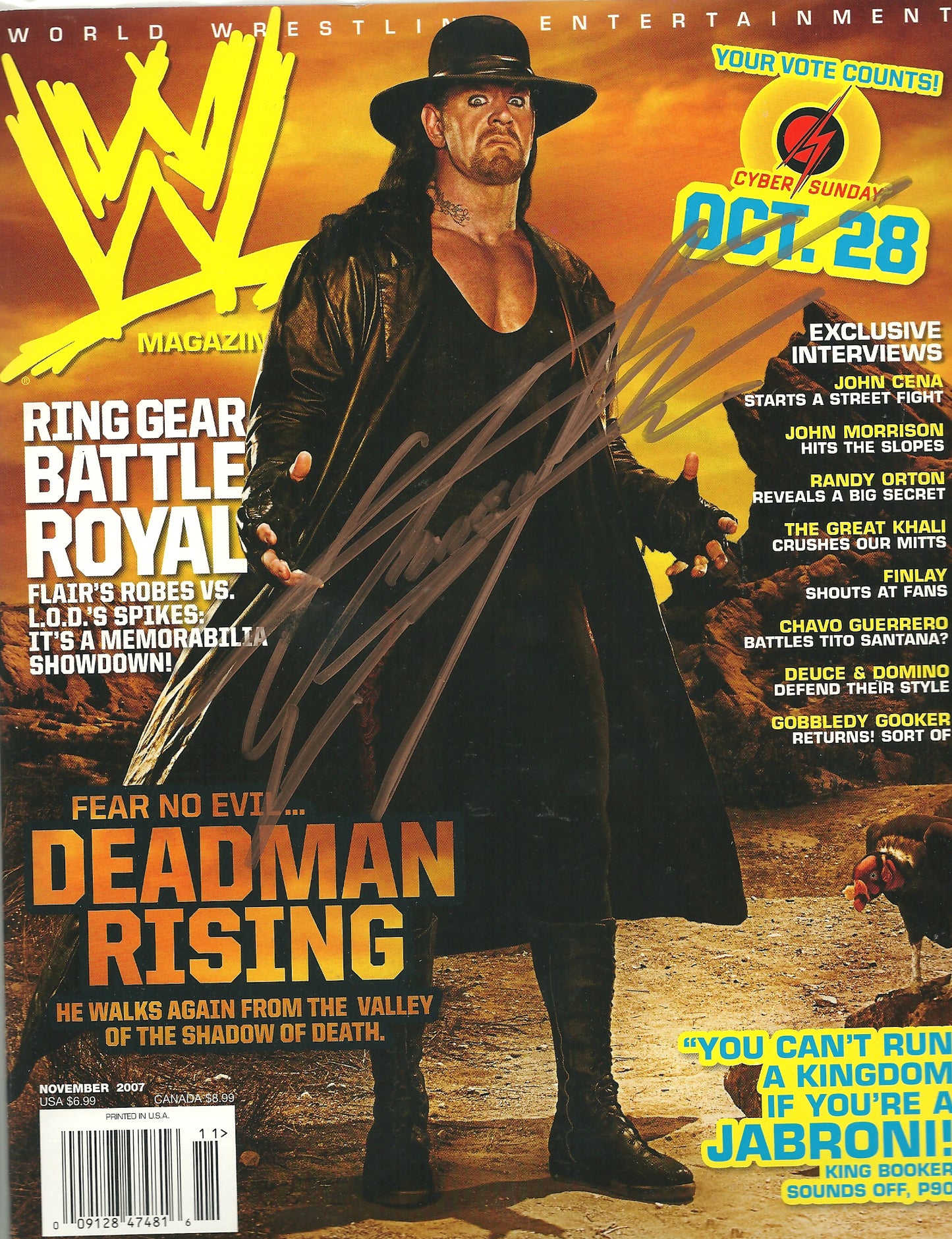 AM492 The Undertaker Autographed Vintage Wrestling Magazine w/COA