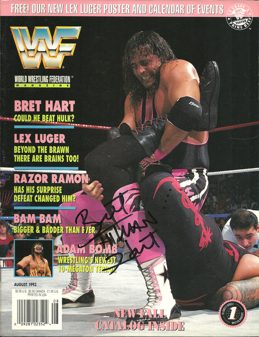 AM495 Bret the Hitman Hart Autographed Vintage Wrestling Magazine w/COA