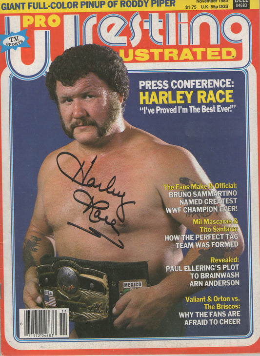 AM507 Harley Race ( Deceased ) Autographed Vintage Wrestling Magazine w/COA