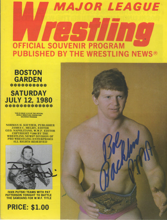 AM510 Bob Backlund Ivan Putski Autographed Vintage Wrestling Magazine w/COA