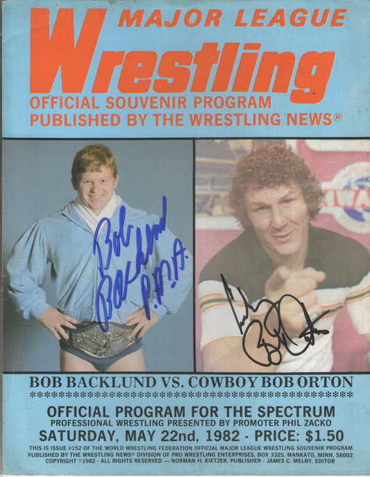 AM511 Bob Backlund Bob Orton Jr. Autographed Vintage Wrestling Magazine w/COA