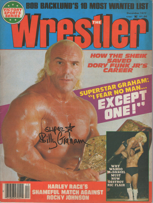AM528 Superstar Billy Graham Autographed Vintage Wrestling Magazine w/COA