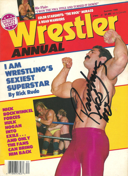 AM554 Ravishing Rick Rude ( Deceased ) Autographed Vintage Wrestling Magazine w/COA