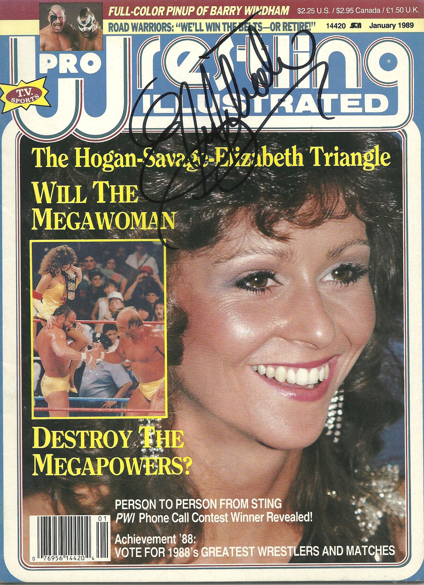 AM555 Miss Elizabeth ( Deceased ) Autographed Vintage Wrestling Magazine w/COA