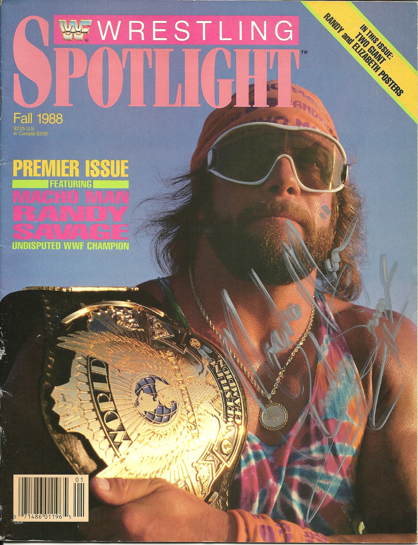AM564 Macho Man Randy Savage ( Deceased ) Autographed Vintage Wrestling Magazine w/COA