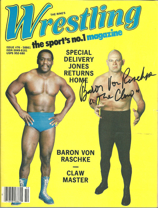 AM571 Baron Von Raschke Autographed Vintage Wrestling Magazine w/COA