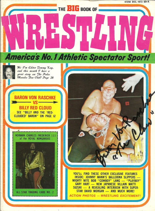 AM571 Baron Von Raschke Autographed Vintage Wrestling Magazine w/COA