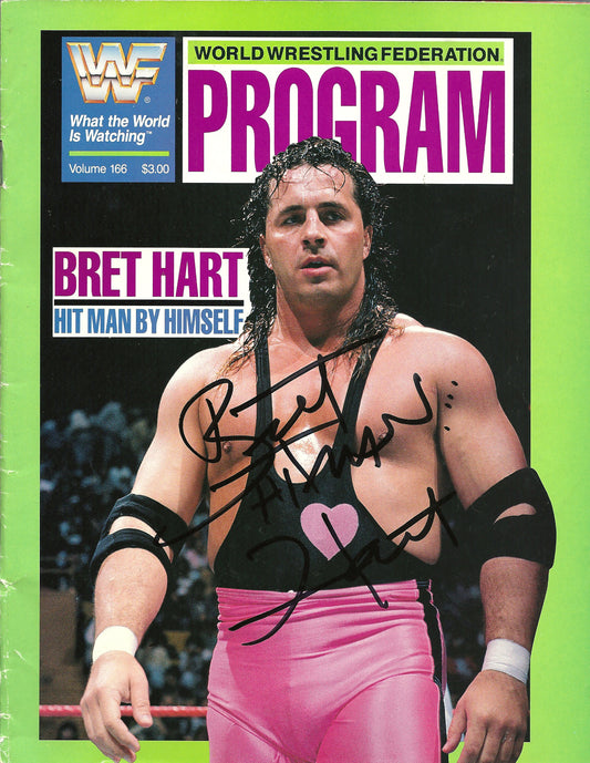 AM574 Bret the Hitman Hart Autographed Vintage Wrestling Magazine w/COA