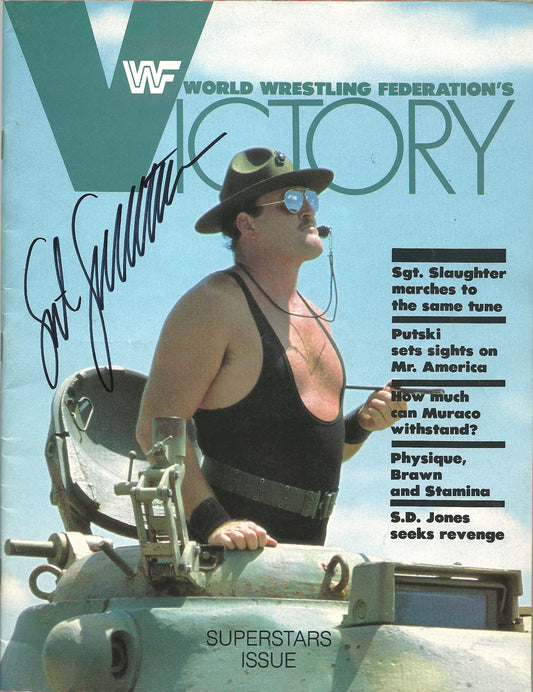 AM576 Sgt Slaughter Autographed Vintage Wrestling Magazine w/COA