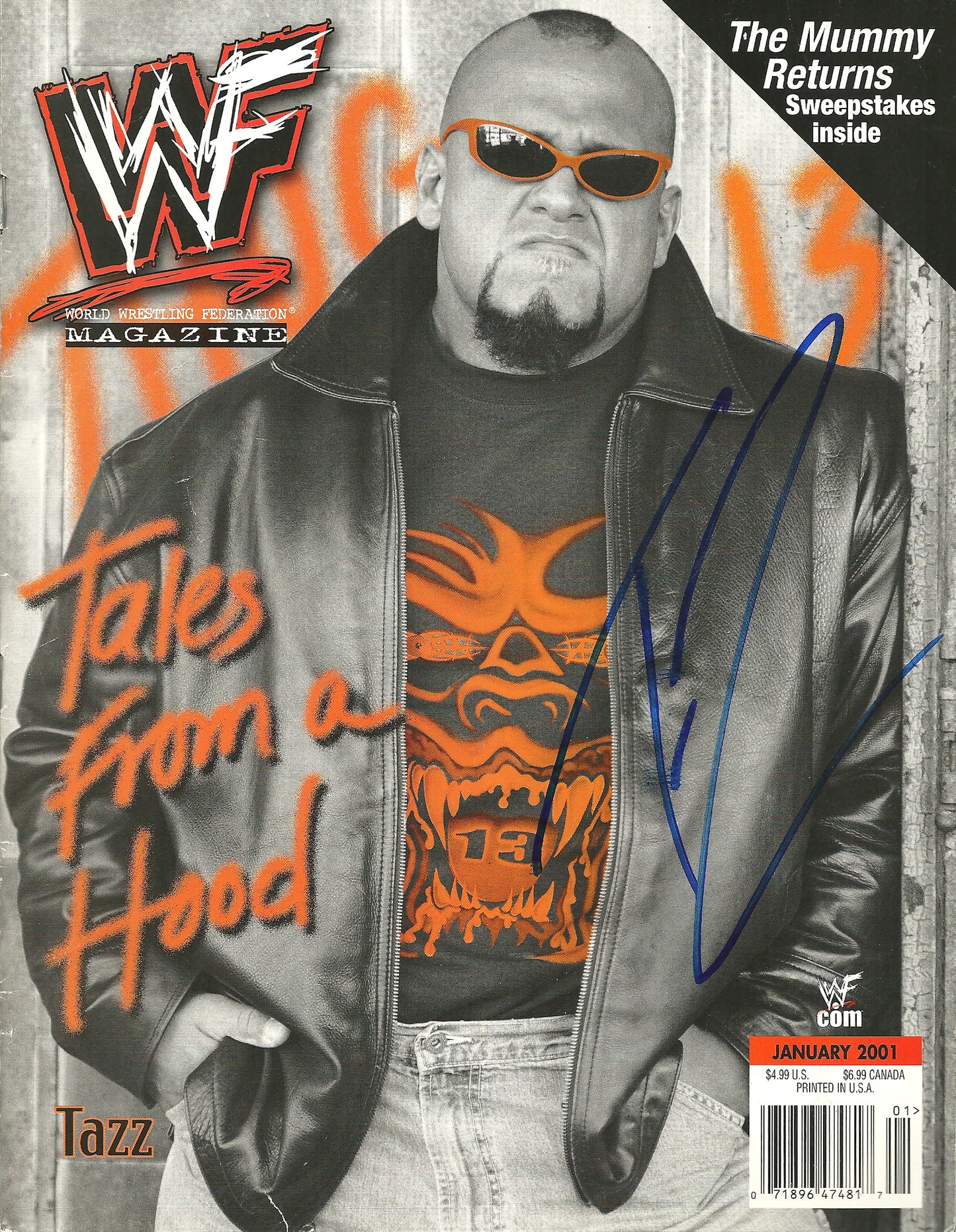AM581 Tazz Autographed Vintage Wrestling Magazine w/COA