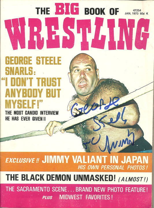 AM591 George the Animal Steele ( Deceased ) Autographed Vintage Wrestling Magazine w/COA