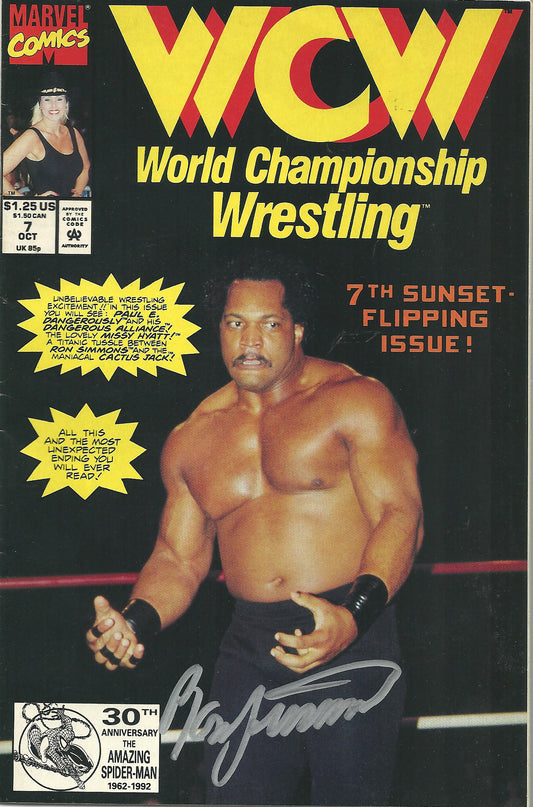 AM600 Ron Simmons Autographed Vintage Wrestling Magazine w/COA