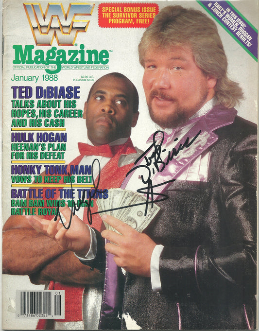 AM604 The Million Dollar Man Ted Dibiase Virgil Autographed Vintage Wrestling Magazine w/COA
