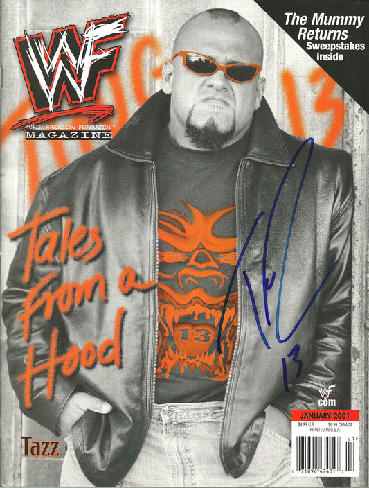 AM607 TAZ The Human Suplex Machine Autographed Vintage Wrestling Magazine w/COA