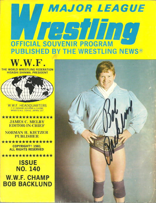 AM623 Bob Backlund Autographed Vintage Wrestling Magazine w/COA