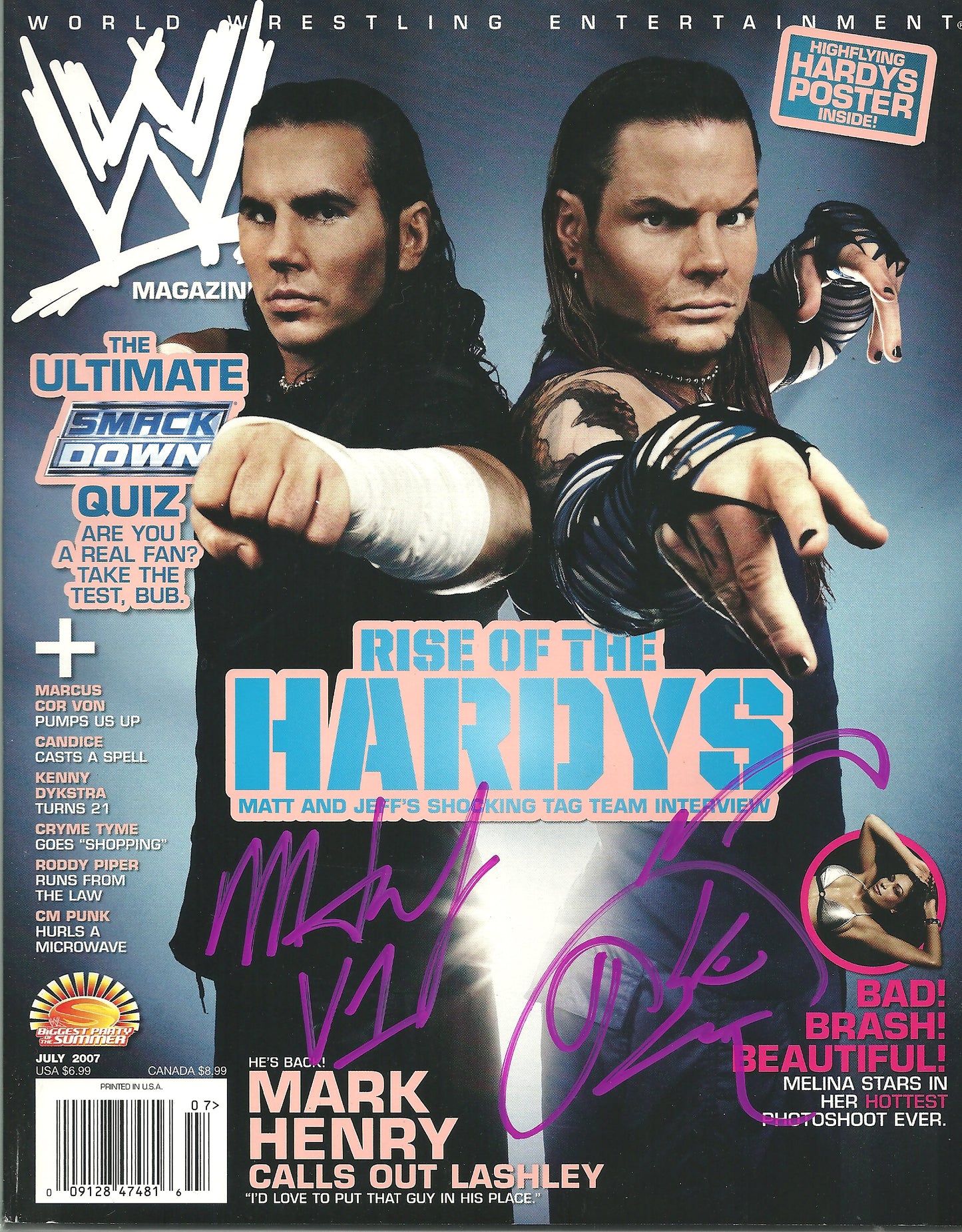 AM641 Hardy Boyz VERY RARE Vintage Wrestling Magazine w/COA