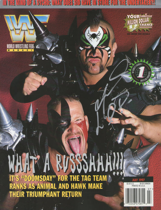 AM651 Road Warrior Animal ( Deceased ) VERY RARE Vintage Wrestling Magazine w/COA