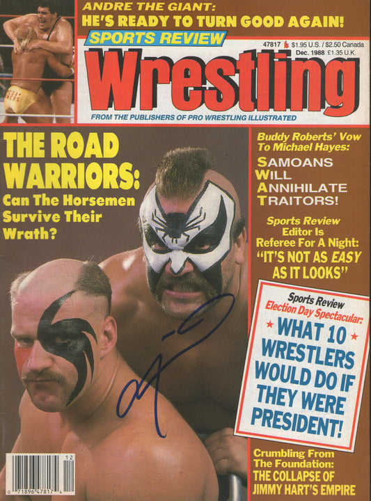 AM667 Road Warrior Animal ( Deceased ) VERY RARE Vintage Wrestling Magazine w/COA