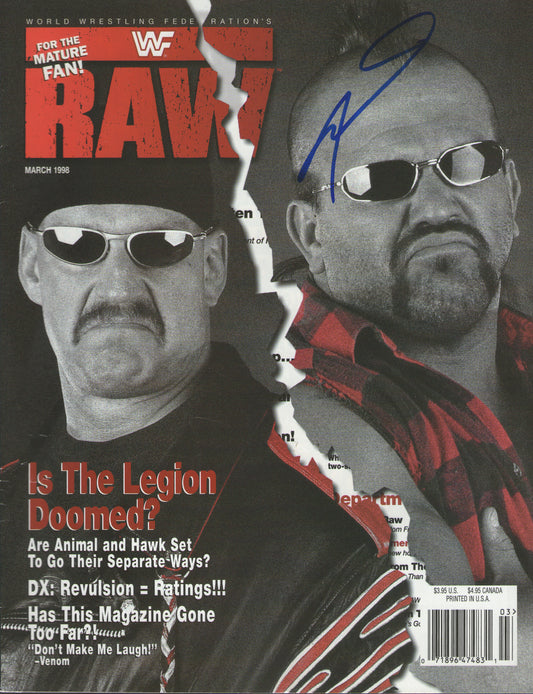 AM669 Road Warrior Animal ( Deceased ) VERY RARE Vintage Wrestling Magazine w/COA