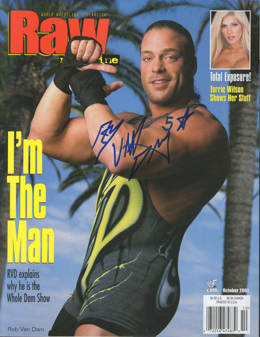 AM681 Rob Van Dam VERY RARE Autographed Vintage Wrestling Magazine w/COA