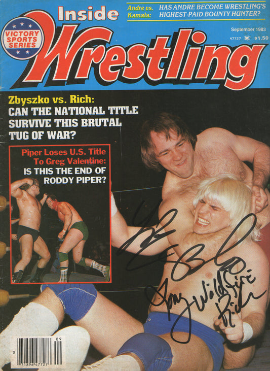 AM682 Tommy Rich Larry Zbyszko VERY RARE Autographed Vintage Wrestling Magazine w/COA