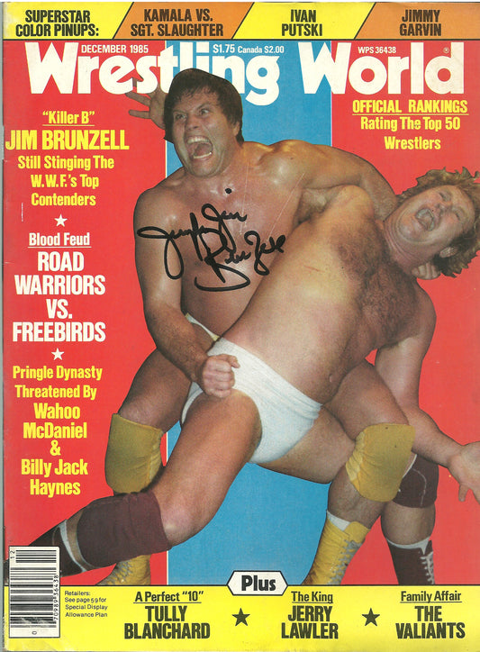AM697 Jumping Jim Brunzell Autographed vintage Wrestling Magazine w/COA
