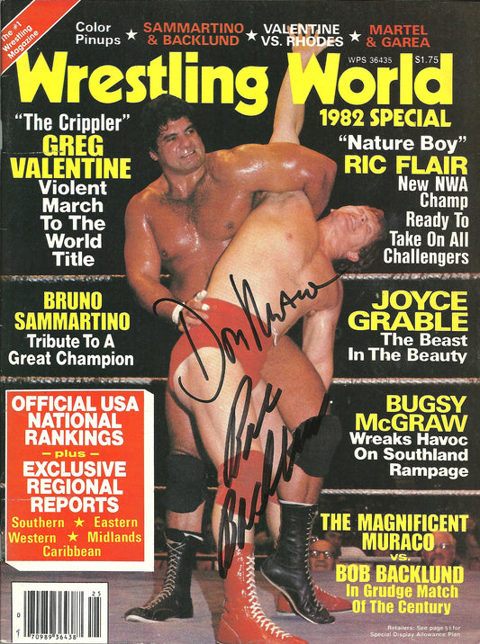 AM702 Magnificent Don Muraco Bob Backlund Bruno Sammartino Autographed Vintage Wrestling Magazine w/COA