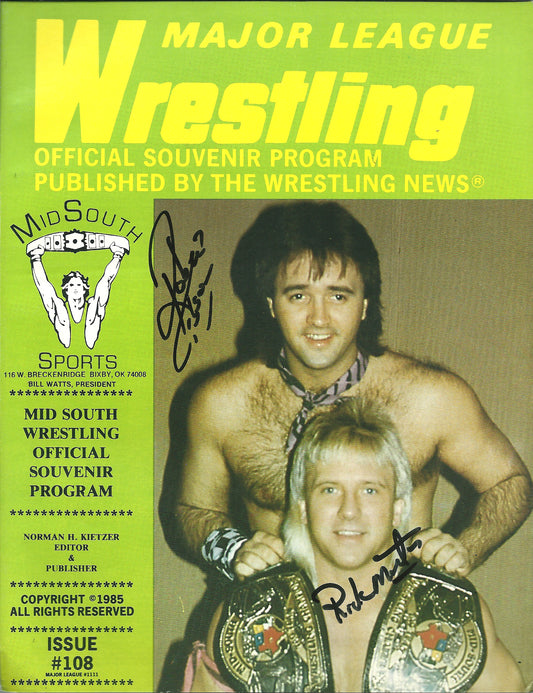 AM703 Rock and Roll Express Hacksaw Butch Reed Autographed Vintage Wrestling Magazine w/COA