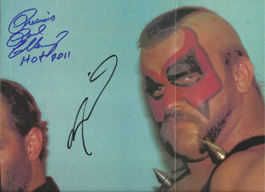 AM706 Road Warrior Animal ( Deceased ) Precious Paul Ellering Autographed Vintage Wrestling Magazine 8 PAGE POSTER w/COA