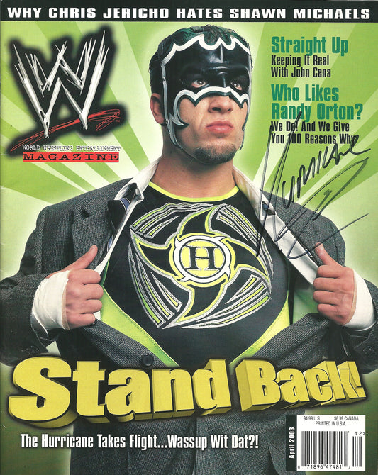AM722 The Hurricane VERY RARE Autographed Vintage Wrestling Magazine w/COA