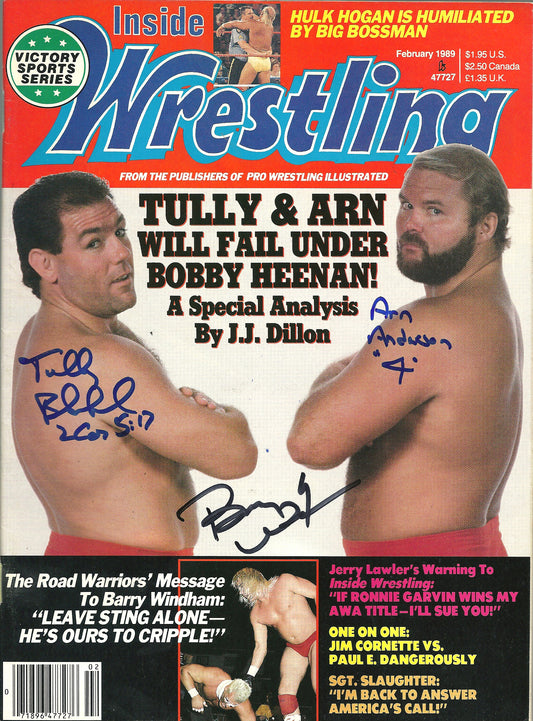 AM730 Tully Blanchard Arn Anderson Barry Windham VERY RARE Autographed Vintage Wrestling Magazine w/COA