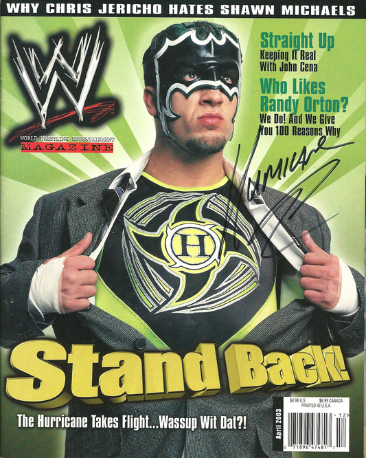 AM737 Hurricane VERY RARE Autographed Vintage Wrestling Magazine w/COA
