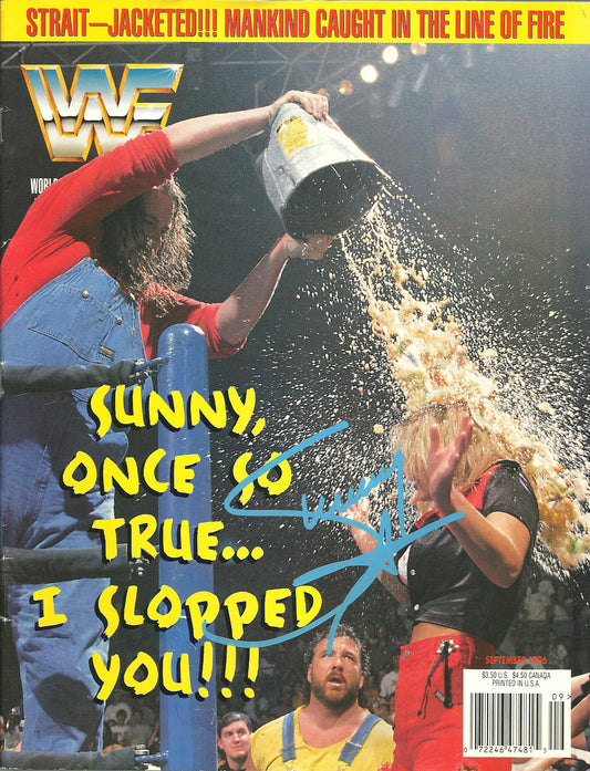 AM749 Sunny VERY RARE Autographed Vintage Wrestling Magazine w/COA