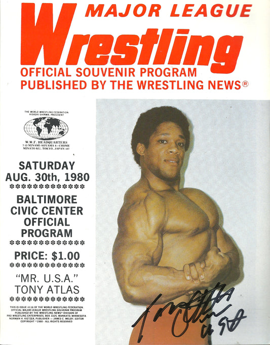 AM755 Mr. USA Tony Atlas Autographed Vintage Wrestling Magazine w/COA