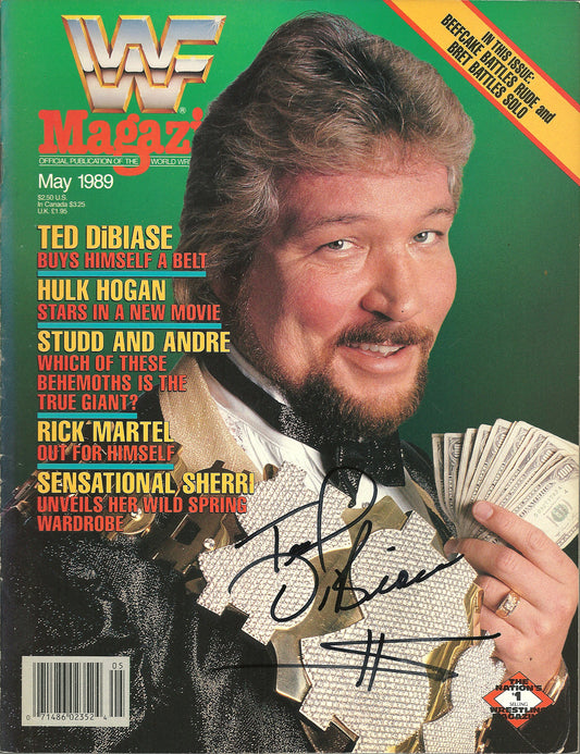 AM766 Million Dollar Man Ted Dibiase Autographed Vintage Wrestling Magazine w/COA