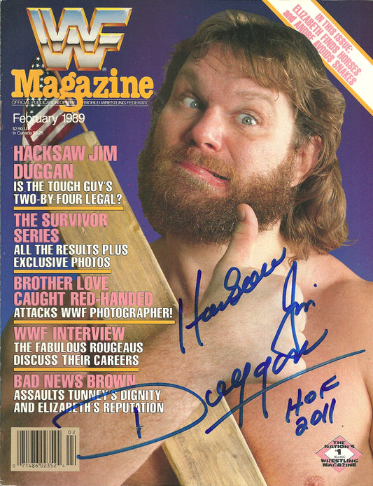 AM775 Hacksaw Jim Duggan VERY RARE Autographed Vintage Wrestling Magazine w/COA